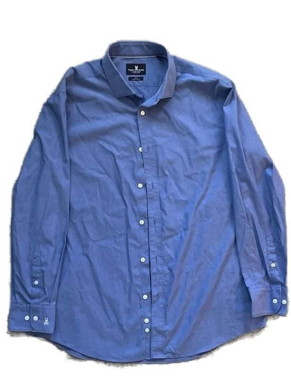 Psycho Bunny Slim Fit Stretch Non-Iron Dress Shirt Blue Size 16.5 32/33